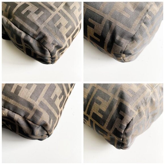 Authentic Fendi FF Vintage Zucca Canvas Mini Bag Small Handbag Tan Brown Y2K - Picture 6 of 9